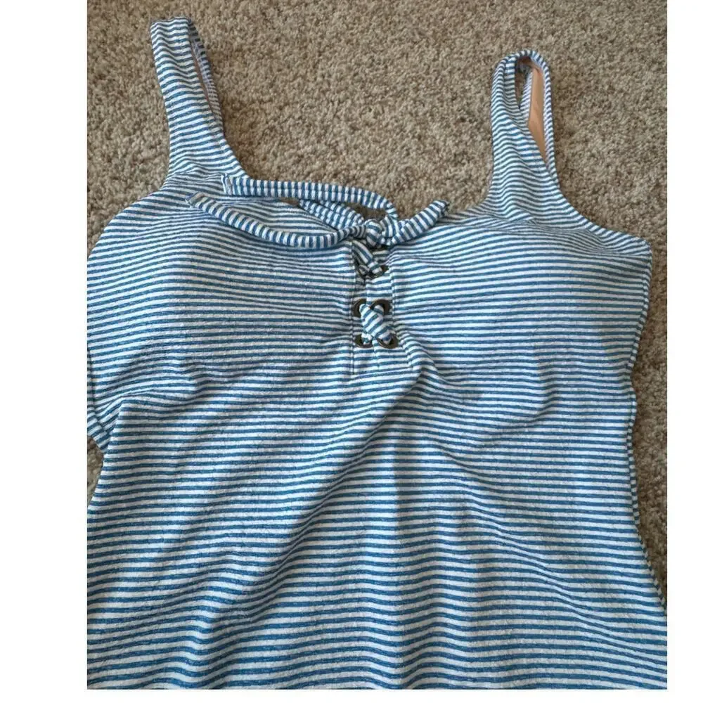 J. CREW Women's Swim suit/Bathing Suit, size 16, Blue & White striped